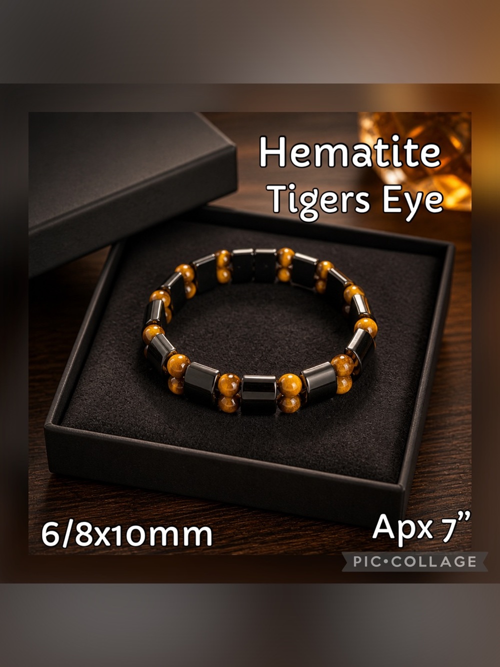 Hematite and Tiger's Eye Stretch Crystal - Stone Bracelet - Black & Brown